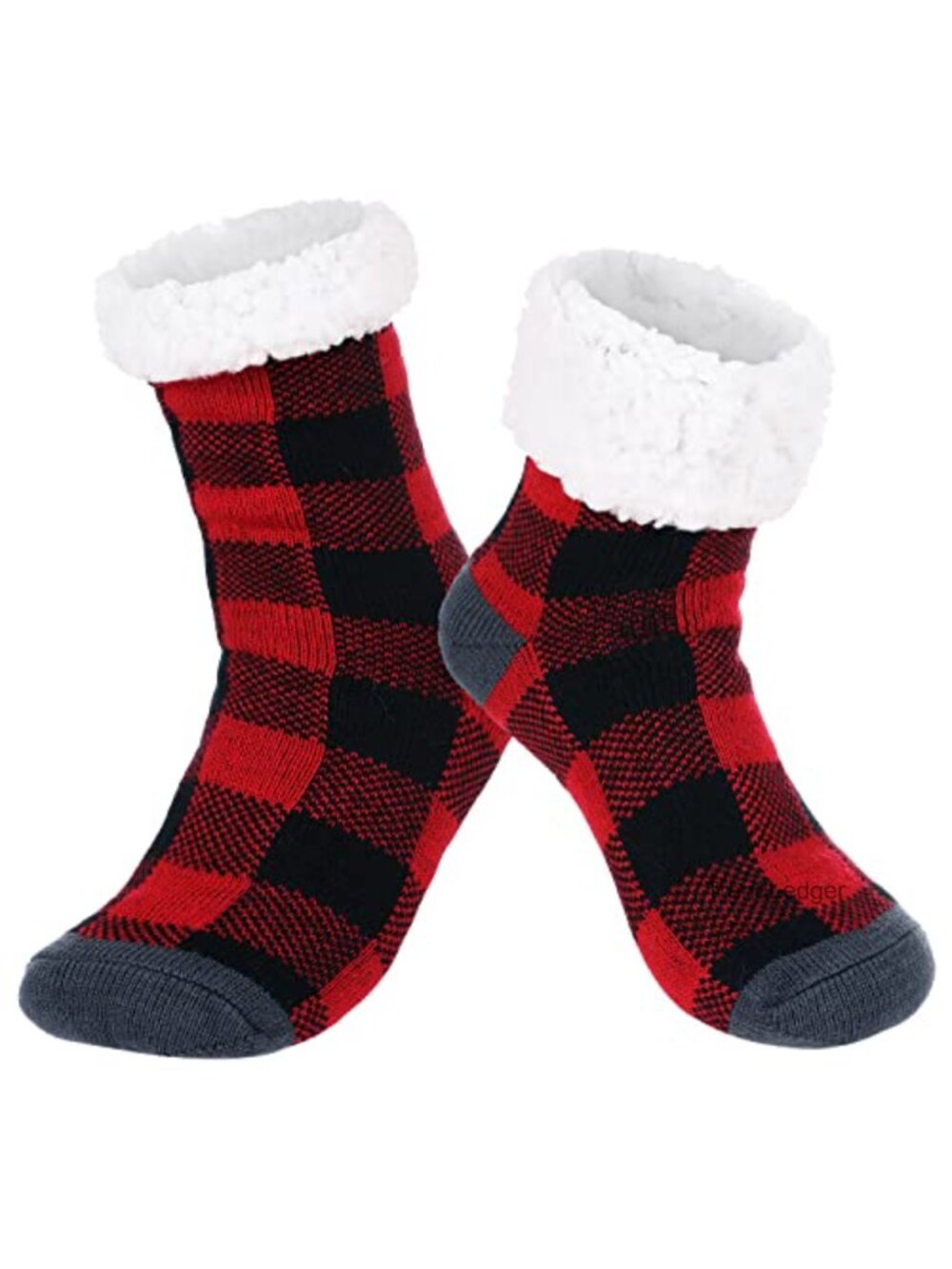 Sherpa Lined Slipper Socks with Non-Slip Grips Fuzzy Warm Women's